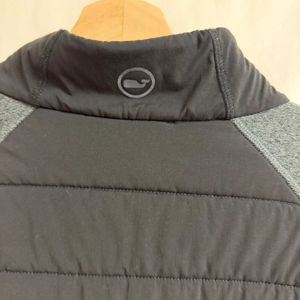 Vineyard Vines Mens Staysail Performance Hybrid Fleece Zip Pullover Gray Black L